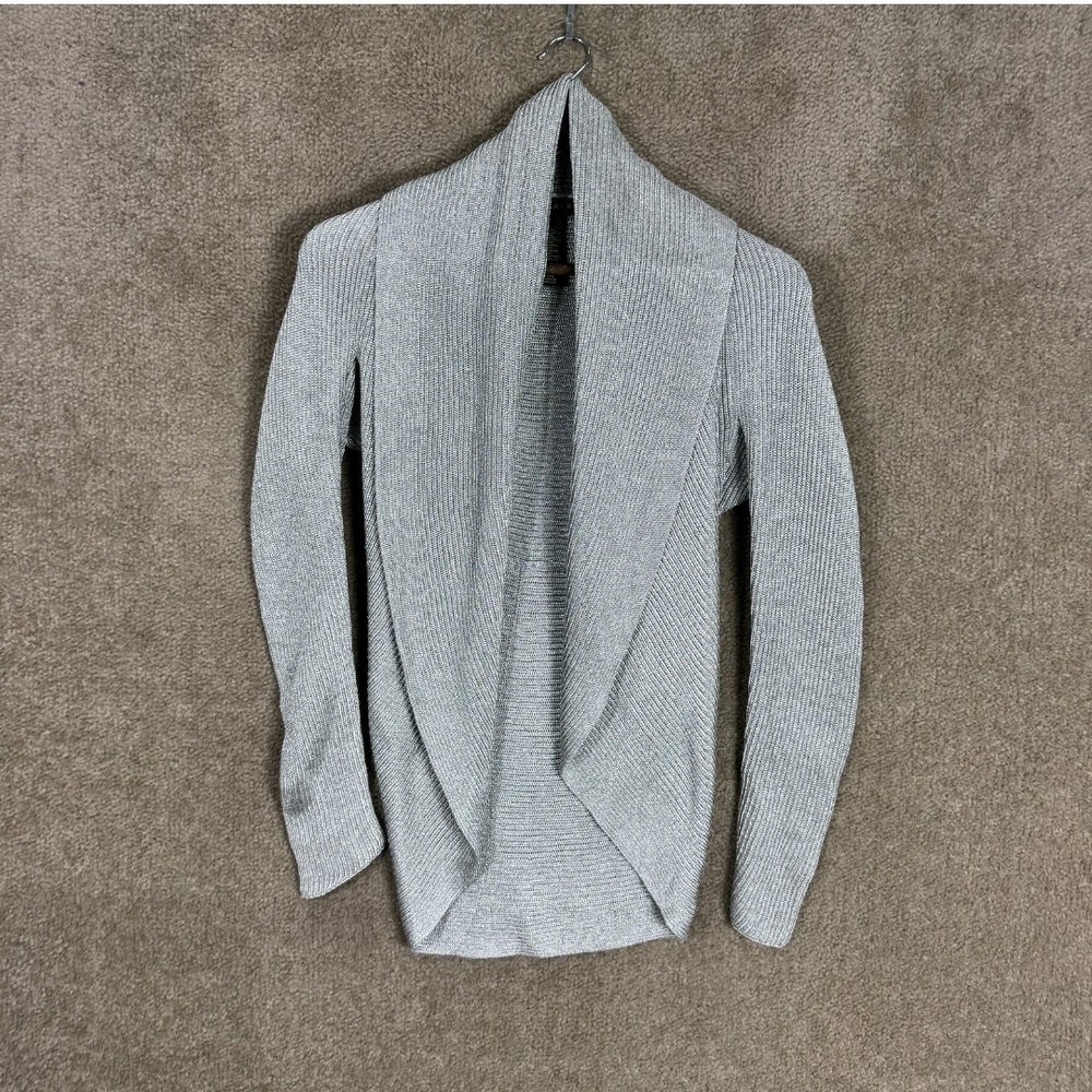Ralph Lauren Metallic Silver Knit Open Cardigan-Black Label